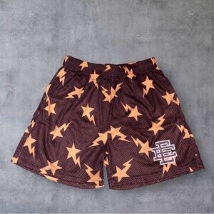 Eric Emanuel X Bape Miami Brown/Yellow Basic Shorts Size M